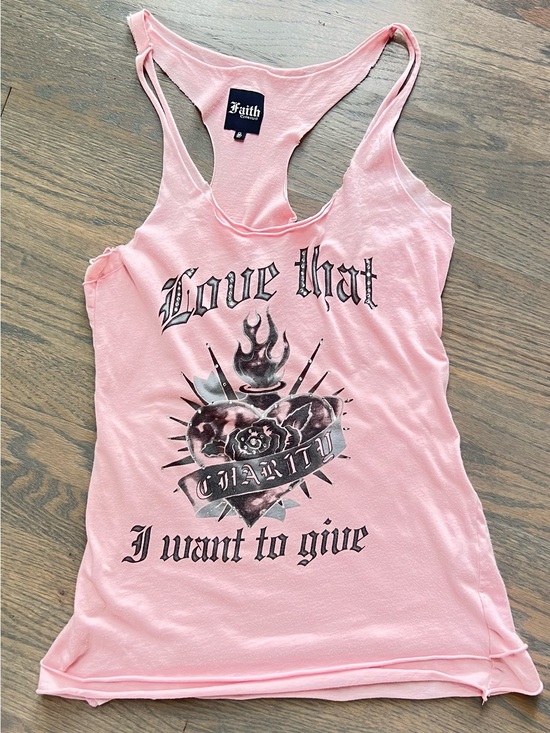 Faith Connexion Tops - Faith Connexion Y2K Rhinestone Graphic Racerback Tank Top Pink S